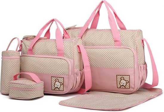 Miss Lulu Luiertas - 5-delige verzorgingstas set - Roze (9026 PK) van Mi
