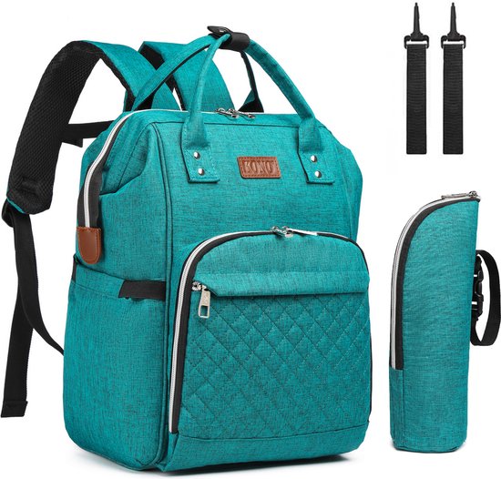 Miss Lulu Luiertas Rugzak - Inclusief Buggy en Kinderwagen Haken - Verbeterd 2023 model - Groen (E6705 GN) van Mi