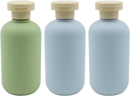 MK Stoer - Plastic reiscontainers - Hervulbare flessen - Schijftop - Flip-dop - Reisaccessoires - Shampoo - Crèmes - Lotion - Conditioner - Geschikt voor - 200 ML - 3PCS - Lege flessen - Formaat - Kleur - Reiscontainers