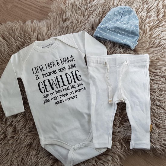 MM Baby pakje cadeau geboorte meisje jongen set met tekst aanstaande zwanger kledingset pasgeboren unisex Bodysuit - Huispakje - Kraamkado - Gift Set babyset kraamcadeau babygeschenk babygeschenkset kraampakket van MM