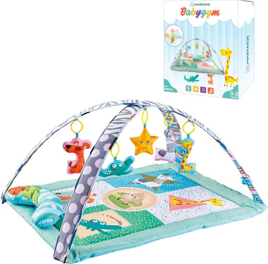 MM Brands Babygym - Speelgym - Baby Speelmat - Speelkleed voor Baby's en Peuters - inclusief Buikkussentje - vanaf 0 maanden - 90 x 70 x 50 cm van MM Brands