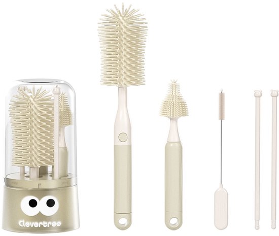 Mmgoqqt - 1 Stuk Baby Flessenborstel - Flessen Reinigingsborstel - Beige - Model Bf - 360 Graden Reiniging - Moeilijk Bereikbare Plekken Opruimen van Merkloos
