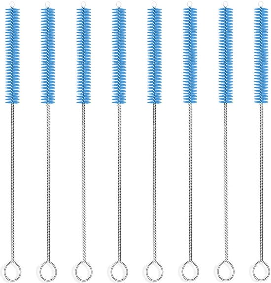 Mmgoqqt Reinigingsborstel - 8-pack - Reinigingsborstel met lang rietje - Melkbuisborstel - Flessenborstel - Fijn - 20 cm kleine reinigingsborstelset - Geschikt voor volautomatische koffiemachine - Rietje van Mmgoqqt