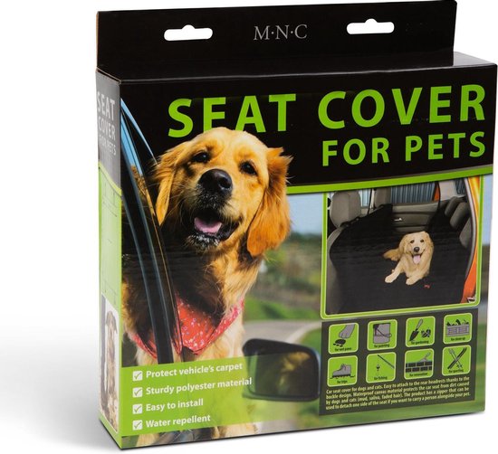 MNC - Hondendeken Auto Achterbank Beschermer - Zwart -130 x 160 CM - Bescherming in tweeën deelbaar - Achterbak Beschermhoes Hond van MNC