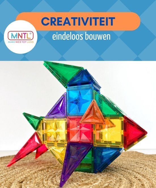 MNTL Magnetische Tegels Bouwspeelgoed Rainbow 62-delig van MNTL