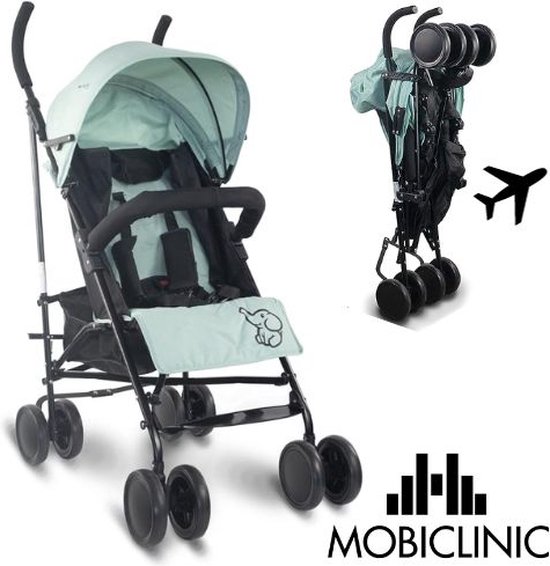 Mobiclinic Elefant - Kinderwagen - Buggy - Plooibuggy - Verstelbaar - Inklapbaar - XL mand - Max. 15kg - Met opbergmand van Mobiclinic