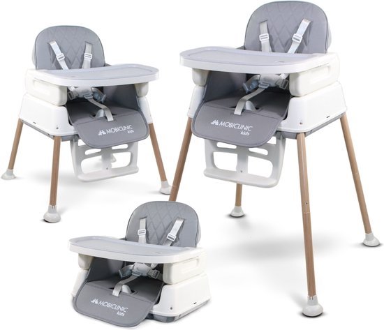 Mobiclinic Kiara - Kinderstoel - Evolutionair - Opvouwbaar - 3 in 1 - Verstelbaar dienblad - Veiligheidsbanden - Reizen - Spel van Mobiclinic