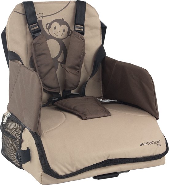 Mobiclinic Monkey - Kinderstoel - Stoelverhoger voor kinderen - Draagbare Kinderstoel - Max 15 kg - Verstelbare 5-punts riem - Inklapbaar - Met zak en handvat van Mobiclinic