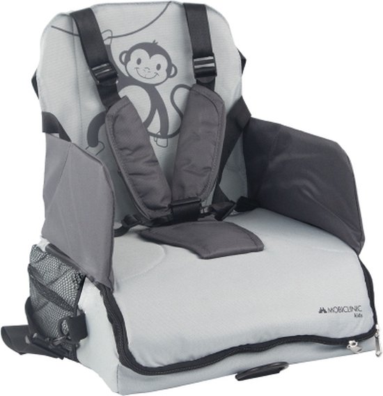 Mobiclinic Monkey - Stoelverhoger voor kinderen - Draagbare Kinderstoel - Max 15 kg - Verstelbare 5-punts riem - Inklapbaar - Met zak en handvat van Mobiclinic