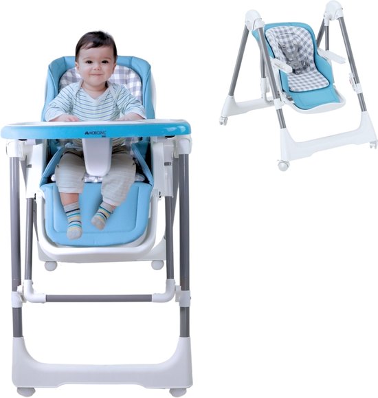 Mobiclinic Nala - Schommelstoel - Opvouwbaar - Met wielen en blad - Max. 15kg - 6-36 maanden - Verstelbaar - Blauw van Mobiclinic