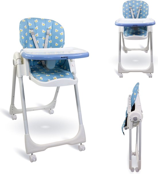 Mobiclinic Simba - Kinderstoel - Met wielen - Evolutionair - Verstelbare hoogte - Opvouwbaar - Afneembaar blad - Veiligheidsharnas - Eend van Merkloos