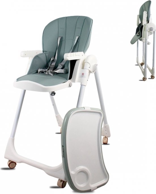Mobiclinic Simba - Kinderstoel met wielen - In hoogte verstelbaar - Inklapbaar - Verwijderbaar blad - Verstelbaar Baby Eetstoel - Steunharnas - 5-puntsgordel - Wielen met rem - Wasbare en afneembare stof - Kinderzitje van Mobiclinic