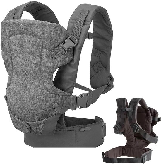 MODFU Baby Draagzak – 4-in-1 Ergonomische Buikdrager voor Pasgeborene tot Peuter (8–32 pond) – Verstelbaar & Wasbaar – Comfortabel en Ademend – Voor Wandelen en Dagelijks Gebruik – Grijs