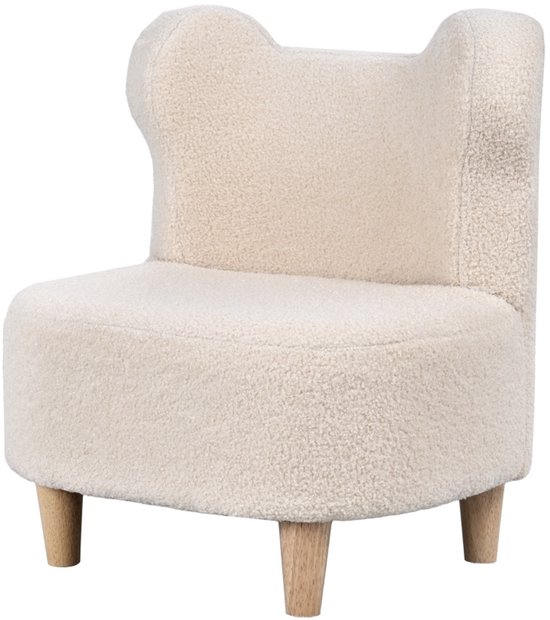MODFU-Kinderfauteuil-Berenoren-Teddyfleece-Beige-Hout