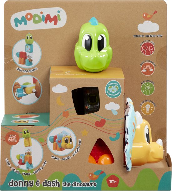 Modimi Dino set - Speelfiguur - Educatief Baby Speelgoed Voor Kinderen Vanaf 3 Maanden van Modimi