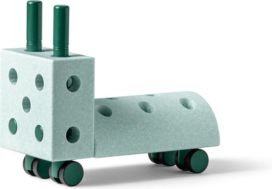 Modu Activity toy Tiny Ride - Loopwagen baby -Loopauto - Looptrainer - Open ended speelgoed - Blokken - Ocean Mint / Forest Green van Modu