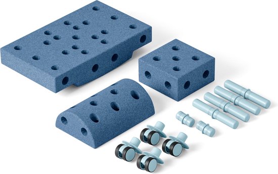 Modu Curiosity Kit - Zachte blokken- 13 onderdelen- Open Ended speelgoed -Speelgoed 1 -2-3 jaar - Deep Blue / Sky Blue van Modu