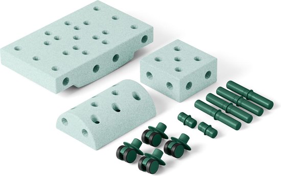 Modu Curiosity Kit - Zachte blokken- 13 onderdelen- Open Ended speelgoed -Speelgoed 1 -2-3 jaar - Ocean Mint / Forest Green van Modu