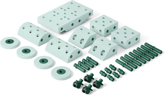 Modu Dreamer Kit - Zachte blokken - 33 onderdelen - Open Ended speelgoed - Speelgoed 1 -2-3 jaar - Ocean Mint / Forest Green van Modu