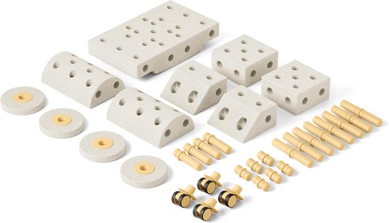 Modu Dreamer Kit - Zachte blokken- 33 onderdelen - Open Ended speelgoed- Speelgoed 1 -2-3 jaar - Sand Grey / Honey Yellow
