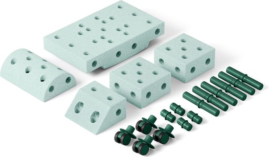 Modu Explorer Kit - Zachte blokken-19 onderdelen- Open Ended speelgoed- Speelgoed 1 -2-3 jaar- Ocean Mint / Forest Green van Modu