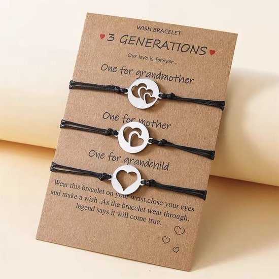 Moeder Dochter Oma Armband - 3 Generaties - Wensarmband - Verstelbaar van YehBead.
