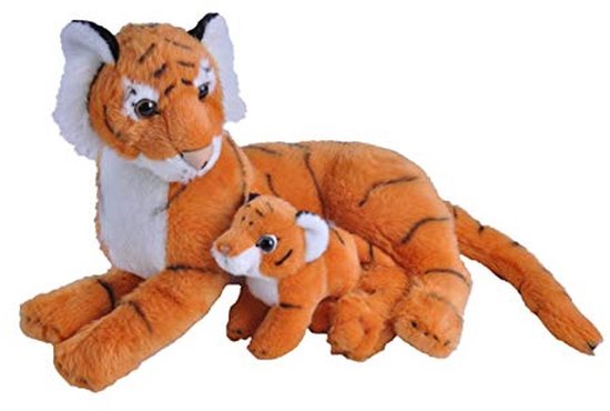 Moeder en baby tijger pluche knuffeldier - Perfect cadeau voor kinderen - 27,94 x 12,7 x 24,13 cm
