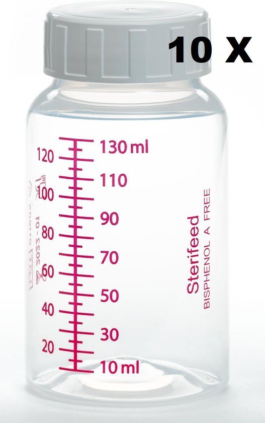 Moedermelk bewaarflesjes 10 x 130 ml (herbruikbare kwaliteit plastic) Sterifeed van Sterifeed
