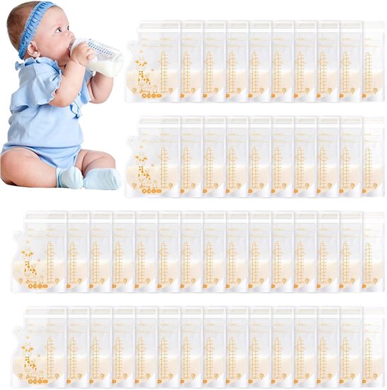 Moedermelk Bewaarzakjes - 50 stuks - 250 ml - voorgesteriliseerde moedermelk - BPA-vrij en Recyclebaar - Lekvrije Borstvoeding Zakjes met Dubbele Zipsluiting en Schenktuit - Koelkast en Vriezer van Merkloos
