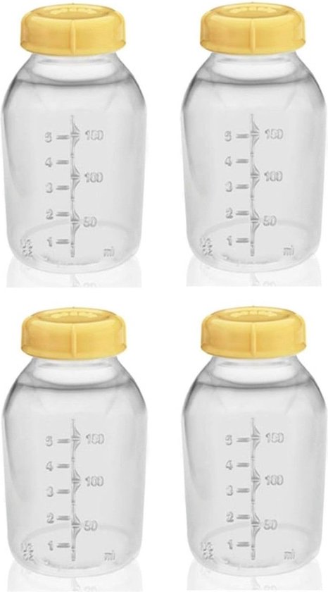 Moedermelk Opslag Flessen 150 ml - Set van 4 met Deksel van $