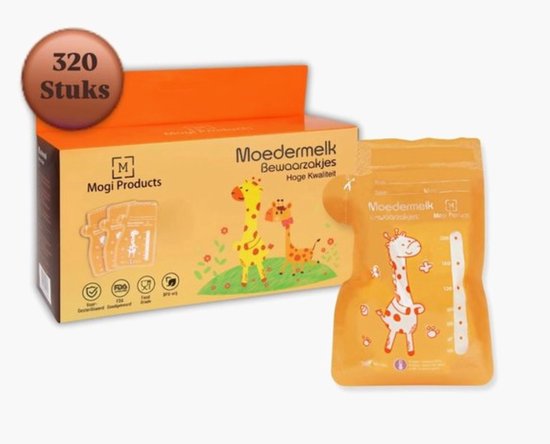 Mogi Products-Moedermelk Bewaarzakjes - 320 Stuks -200 ml Met Schenktuit - Borstvoeding Bewaarzakjes - Lekvrij - Melk Zakjes- BPA vrij van Mogi Products