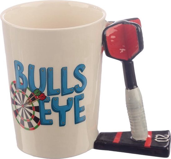Mok - Drink kom - Beker - darts bulls eye met dartpijl als oor van Theeliepeltje.