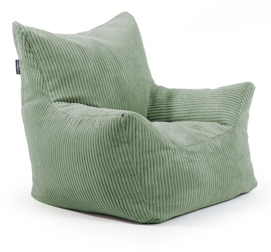mokebo kinderstoel 'Der Pausenheld', zitzak met vulling voor kinderen van ribfluweel in saliegroen van Merkloos