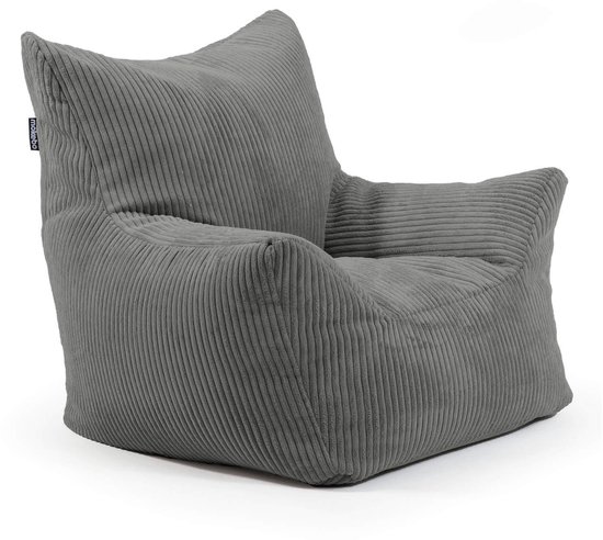 mokebo kinderzitzak 'de pauzeheld' of kinderfauteuil van koordstof in antraciet van Merkloos