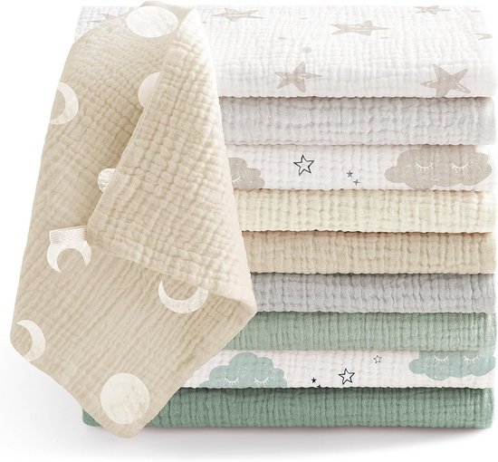 Molton doekjes baby 100% katoen zacht absorberend spuugdoekje set van 10