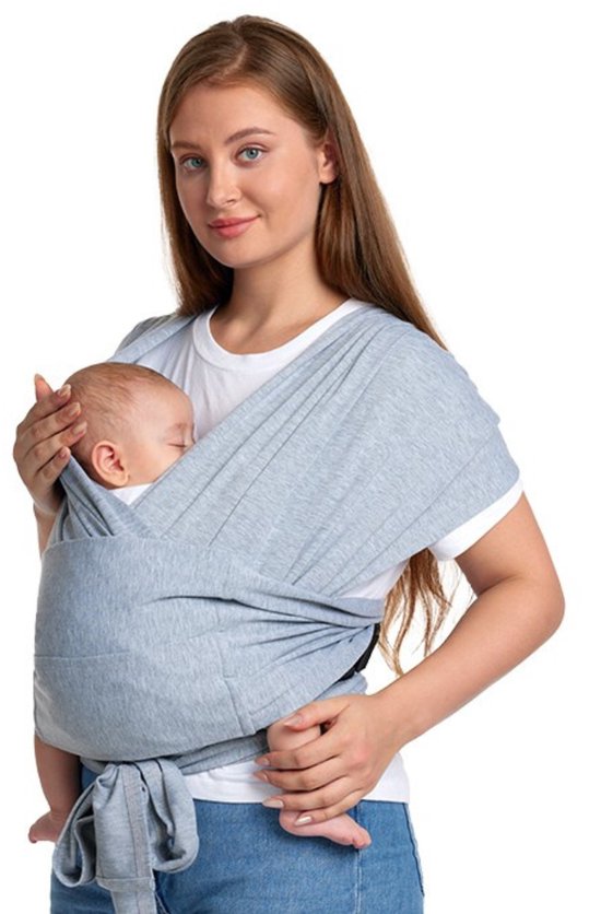 Momcozy Easy‑Wear Baby Wrap – Comfortabel X-Vorm design - Hands‑Free - Draagdoek voor Baby tot Peuter - Grijs van Momcozy.