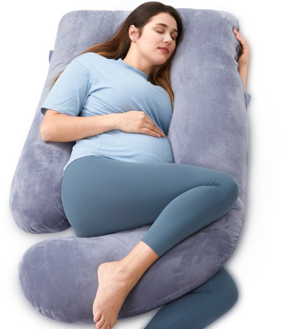 Momcozy Zwangerschapskussen U vorm - Velours - Donkergrijs van Momcozy.