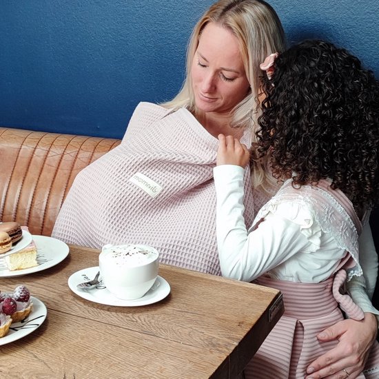 Moments Borstvoedingsdoek premium- Oudroze- Biologisch katoen- OEKO- TEX- Ademend- Luxe voedingsdoek- Borstvoedingsschort-Stijlvolle doek- Wafel van Merkloos