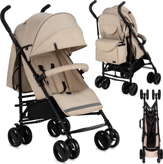 MoMi Akira - Buggy - compacte & lichtgewicht - Paraplu buggy - Beige (geschikt van 6mnd - 15kg)