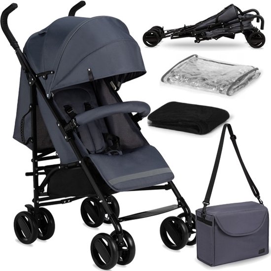 MoMi Akira - Buggy - compacte & lichtgewicht - Paraplu buggy - Grijs (geschikt van 6mnd - 15kg)