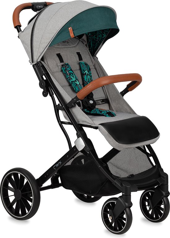 MoMi Estelle Dakar Wandelwagen - Compacte Lichtgewicht Buggy - XXL Wielen - Inclusief Regenhoes, Voetenzak & Muskietennet - Jungle Grijs-Groen