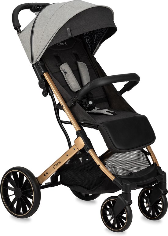 MoMi Estelle Dakar Wandelwagen - Compacte Lichtgewicht Buggy - XXL Wielen - Inclusief Regenhoes, Voetenzak & Muskietennet - Leopard Grijs