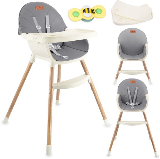 MoMi REKI 2-in-1 Kinderstoel - Meegroei Kinderstoel en Stoeltje - Tot 20 kg - Grijs