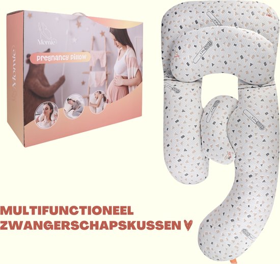 Momie™ Zwangerschapskussen gekleurd 5 Kussens - Memory foam Katoen - 180*80 - Zijslaapkussen voor zwangerschapsfase 1 tot 3 - voedingskussen voor na de zwangerschap en voor babyvoeding - Lichaamskussen - Wasbare afneembare hoes van MoMi