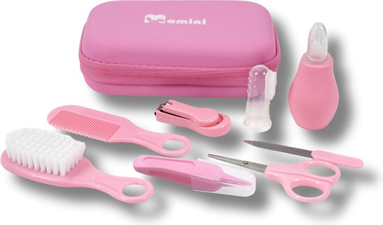 Momini BabyCare Pinky Babyverzorgingsset - 8-delige Multifunctionele Baby Cadeauset - Veilig en Stijlvol - Roze van Merkloos