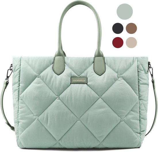 Mommsy Luiertas – Verzorgingstas – Mom Bag – Thermo Vak – Gewatteerde Puffer Stof – Mommy Bag – Extra Ruim – Waterafstotend – Organizer – Lichtgewicht – Groen