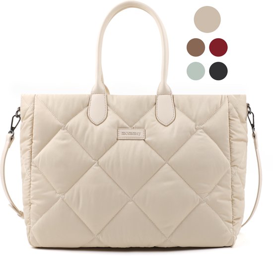 Mommsy Luiertas – Verzorgingstas – Thermo Vak – Gewatteerde Puffer Stof – Extra Ruim – Waterafstotend – Organizer – Lichtgewicht – Beige van Merkloos