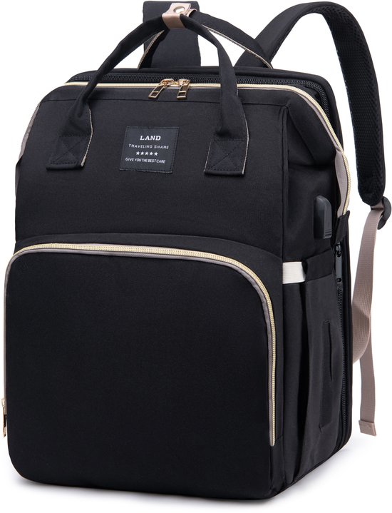 Mommy Bag Comfort Serie - Multifunctionele Luiertas Rugzak - Zwart - Elegant - Met organizer van Merkloos