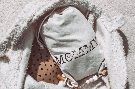 Mommy musthaves bag - bewaarzakje - luier etui - reserve kleding tas - organizer bag - speelgoed opberger - multifunctioneel - binnen tas - katoen - naturel - kraamcadeau - luiertas accessoire