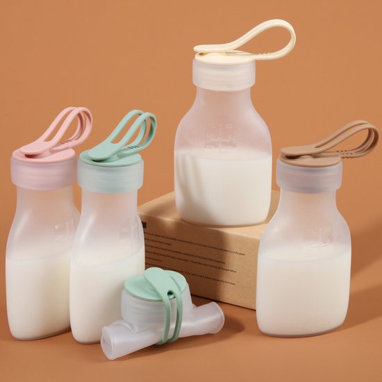 Mommy&Co - 2 Stuks - Siliconen Moedermelk Bewaarzakjes - BPA vrij - Lek vrij - Babyvoeding - Borstvoeding - Herbruikbaar - Bewaarbakjes - Steriliseerbaar - 240ml van Mommy&Co
